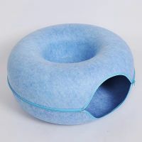 High quality Felt Material premium Cat Tunnel Bed Indoor Cat Tunnel Peekaboo Cave with Same-Color Zipper