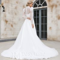 Puffy Long Sleeves High Neck Lace Muslim Bridal Gown Wedding Dresses