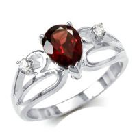 Garnet and White Topaz Sterling Silver Ring