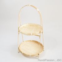 Bamboo Woven Tier Holder with Stand and Storage Trays Made in Vietnam
