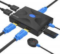 4K HDMI KVM Switch 2 Port+ Cables, MT-VIKI 4K@30Hz Desktop HDMI KVM Switch Selector Box for 2 Computers 1 Keyboard Mouse Monitor