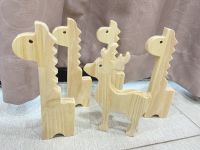 Kids Colorful Wooden Animals Handmade Basswood Stacking Blocks Toys Forest Trees Lion Elephant