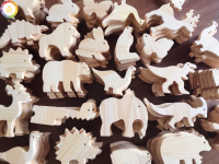 Wooden Animals Handmade Basswood Stacking Blocks Toys Forest Trees Lion Elephant 