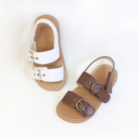 Summer New Outdoor Beach Leisure Non-Slip Leather Buckle Closure Flat Kids Toddler Sandals