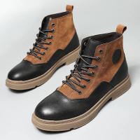 high quality black boots for men genuine leather designer luxury brand motorcycle touring hiker shoes