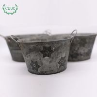 Black Metal Bucket Basket Flower Pot Planter with Metal Handle for Flower Shops