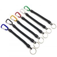 Climbing Button Carabiner Anti-Lost Spring Rope Multi-Function Tool Fishing Gear Protective Rod Connecting Rope for Fishing Rod