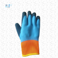 Warm Terry Fleece-lined Double Layer Latex Foam Fully Coated Winter Waterproof Working Gloves Water Resistance Gloves