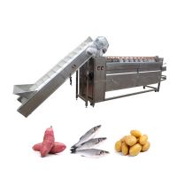 spiral screw root vegetable and fruit cleaning machine with brushes roller