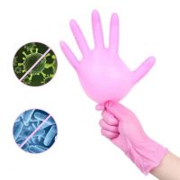 Wholesale disposable pink gloves, food-grade nitrile PVC composite waterproof, oil-proof and beauty use