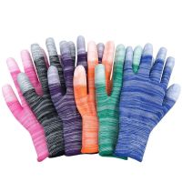 PU coated finger-striped gloves, dust-free electronic factory anti-static coated labor protection gloves