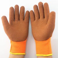 Acrylic Terry Latex 3/4 Coated Winter Gloves for Work Half Latex Coating Safety Winter Hand Gloves
