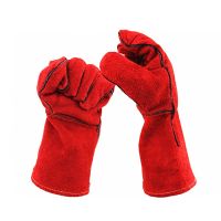 Red Welding Glove Cowhide Split Long Sleeve Leather Welder Safety Wholesale Tig Glove