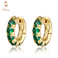 Emerald Green Huggie Earrings 14K Gold Plated For Women Girls Jewelry Gifts