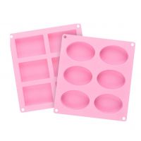 3D DIY 6 Hole Food Grade Nonstick Bread Cake Tools Baking Round and Square Silicone Cake Molds Candy Mold