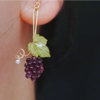 Livianla Jewelry Handmade Resin Grape Mismatched Earrings