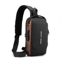 Anti Theft Lock Waterproof Chest Bag USB Charging Port Men Crossbody Sling Bag Chest Bag