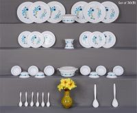 Unbreakable Dinner Set Gift Item Plastic Light Weight of 32 pcs Exclusive and Microwave Safe, Printed Round Flourish Pieces Safe Print May Very (Dinner Pack Pcs32 - Multi Color)