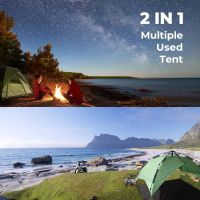 ArcadiVille Camping Pop Up Tent 4 People, Waterproof &amp; Windproof Family Tents for Camping, 2 in 1 Fo