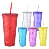700ML Double Wall Acrylic Tumbler With Iridescent Paper