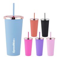 700ML Rubberized Double Wall Plastic Tumbler With UV Coated Lid