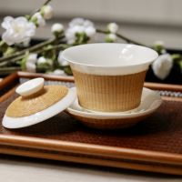 Bamboo Woven Porcelain Tea Set