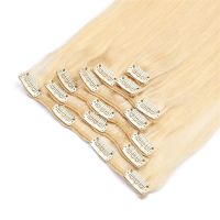 High Quality Clip In Hair Extensions Remy Hair Clip On Hair  5-10pieces Per Pack Blonde Color 75g-200g