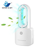 factory price portable small mini bladeless table ourdorr desk top fan with colorful light touch sensive open rechargeable