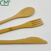 High Quality Reusable Bamboo Cutlery Set 3 In 1 100% Natural Bamboo Cutlery Set In White Bag For Customized Logo Zero Waste