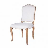 Wood Carved Dining Chairs with Natural Color and Upholstery Seating