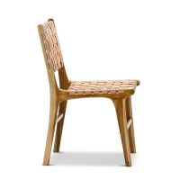 Minimalist Scandinavian Dining Chair with Woven Leather Seat