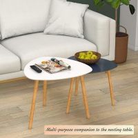 Coffee Side Table Home Bamboo Table Set 2 For Living Room