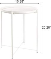 Side Table, Outdoor Small Metal Side Table, Round Side Table With Removable Tray For Living Room Bedroom Porch Patio Office
