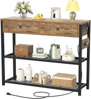 Entryway Table Side Table With Outlets And Usb Ports,console Table With 2 Drawers