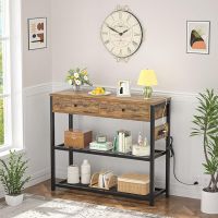 Entryway Table Side Table With Outlets And Usb Ports,console Table With 2 Drawers