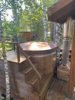 Cedar Plunge Tub With External Stove