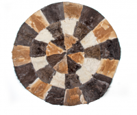 Furry circular Leather Rug