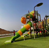 Outdoor play area roll plastic slide