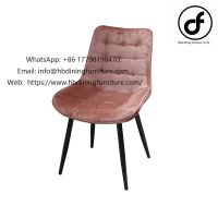Dining Furniture Light Luxury Home Decoration Furniture Iron Leg Hollow High Back Velvet Dining Room Chair