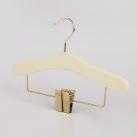 Wooden Hanger Milk white gold hook gold clip small flying mouse children's solid wood hanger smooth home wardrobe essential and practical