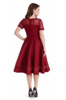 Embroidered Vintage Style Retro Inspired Lace Dress Burgundy