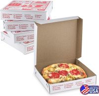 MT Products Extra Thin Pizza Box with Design 12" Length x 12" Width x 2" Depth Lock Corner Clay Coated Pizza Party (10 Pieces) (Not Corrugated) - Made in The USA