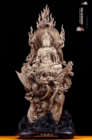 Bodhisattva Statue Riding Dragon Agarwood