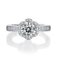 Wholesale Women Adjustable Flower Diamond Rings For Engagement Sterling Silver 925 D Vvs 1ct Moissanite Ring