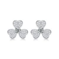 Wholesale Bulk Classic Clover Flower Jewelry Vintage Fashion Dainty 925 Sterling Silver Christmas Stud Earrings For Women