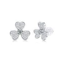 Wholesale Bulk Classic Clover Flower Jewelry Vintage Fashion Dainty 925 Sterling Silver Christmas Stud Earrings For Women