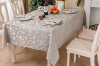 OEM Christmas Jacquard Tablecloth Waterproof Damask Floral Pattern Table Cloth, Heavy Weight Wipeable Wrinkle Free Table Covers For Dinner Or Daily Uses