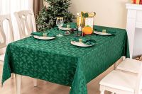 OEM Christmas Jacquard Tablecloth Waterproof Damask Floral Pattern Table Cloth, Heavy Weight Wipeable Wrinkle Free Table Covers For Dinner Or Daily Uses