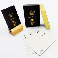 Custom Texture Black Core Paper Poker Playing Cards Gold Edge Poker With Special Gold Foil Stamping Paper Box