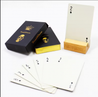 Custom Texture Black Core Paper Poker Playing Cards Gold Edge Poker With Special Gold Foil Stamping Paper Box